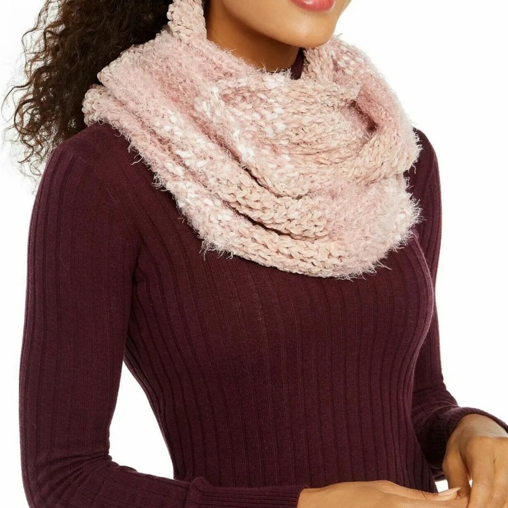 I.N.C. International Concepts Chenille Infinity Scarf Blush Pink Mixed Yarns